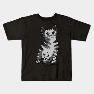 Gray Striped Tabby Cat Kids T-Shirt